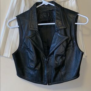 Leather Cropped Zip Front Vest